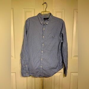Mens Large Vineyard Vines‎ Blue Plaid Whale Flannel Shirt  Slim Fit